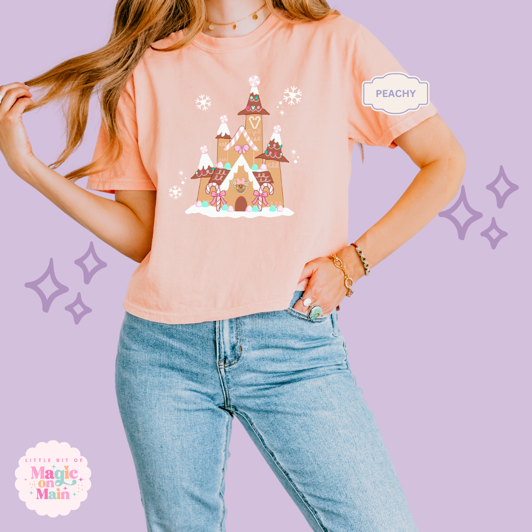 PRINTED GINGERBREAD CASTLE - EXCLUSIVE TO MoM - WOMENS BOXY T-SHIRT