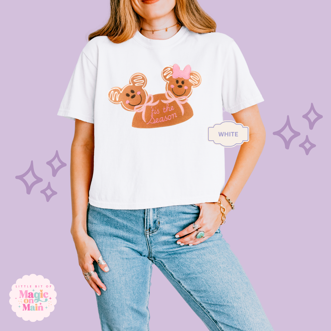 EMBROIDERED MICKEY & MINNIE GINGERBREAD HAT - EXCLUSIVE TO MoM - WOMENS BOXY T-SHIRT