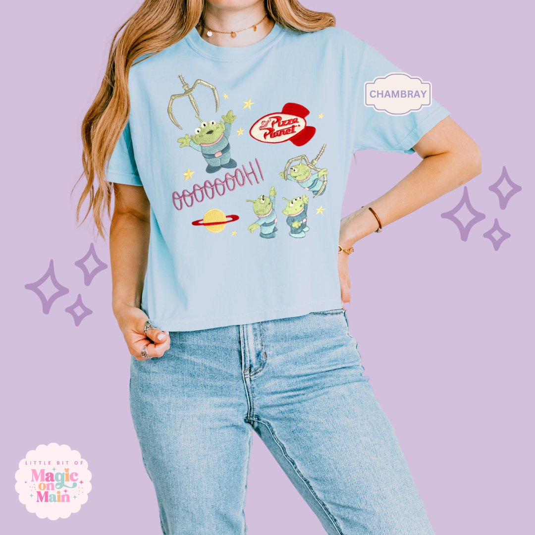 EMBROIDERED ALIENS - EXCLUSIVE TO MoM - WOMENS BOXY T-SHIRT