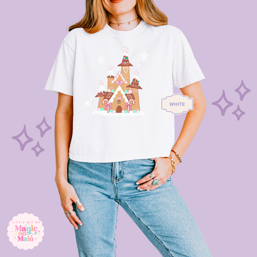 PRINTED GINGERBREAD CASTLE - EXCLUSIVE TO MoM - WOMENS BOXY T-SHIRT