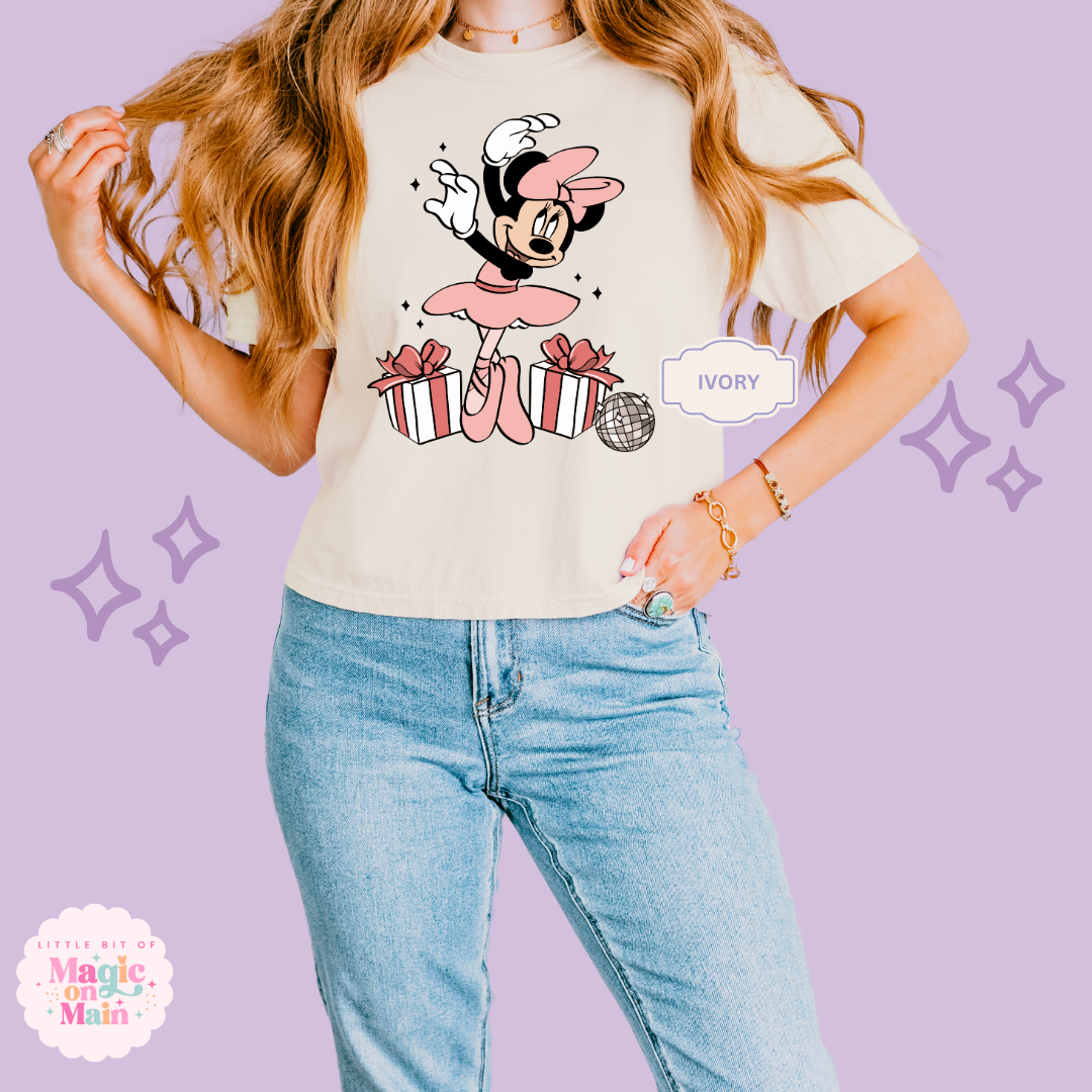 PRINTED MINNIE CHRISTMAS BALLERINA -  WOMENS BOXY T-SHIRT