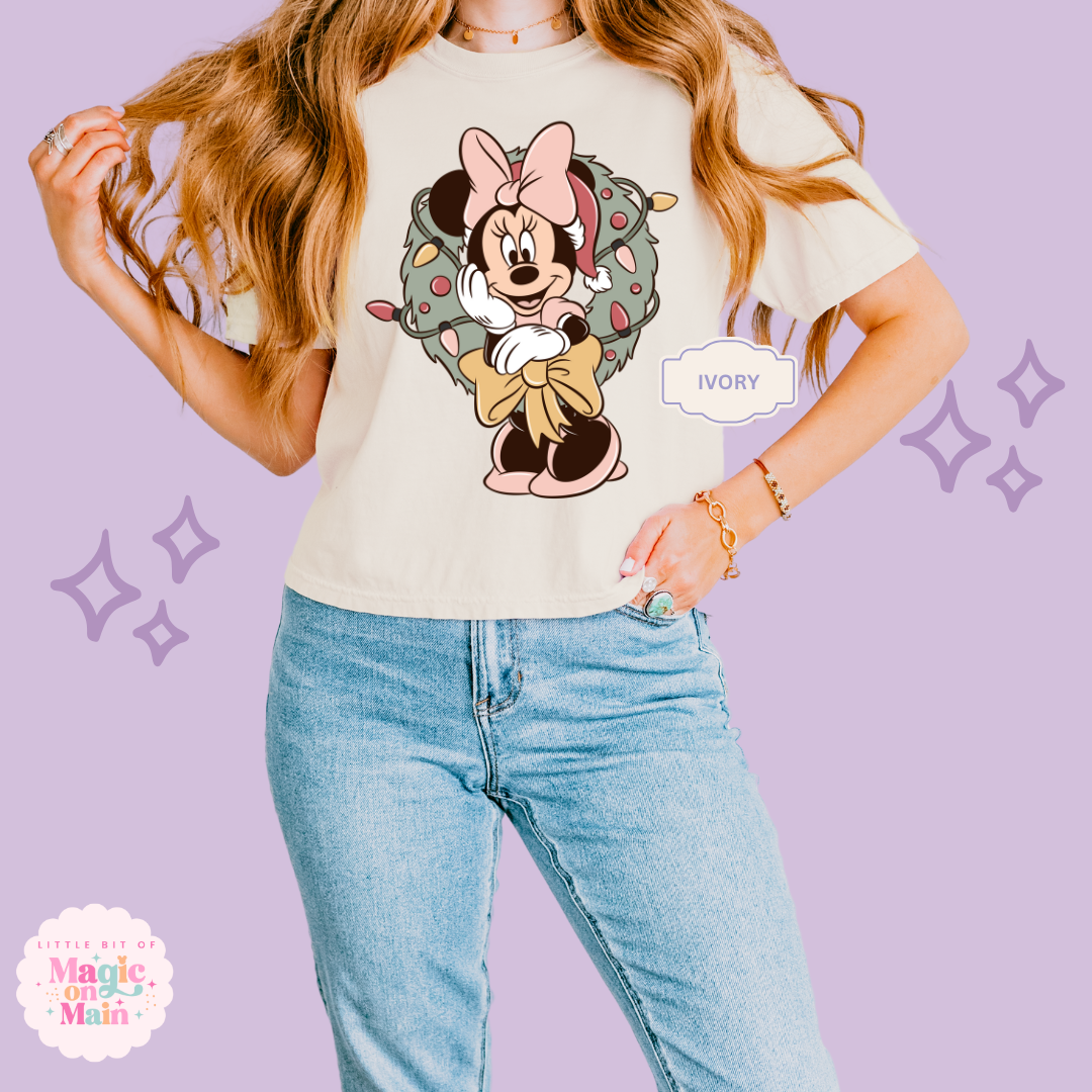 PRINTED MINNIE CHRISTMAS - WOMENS BOXY T-SHIRT