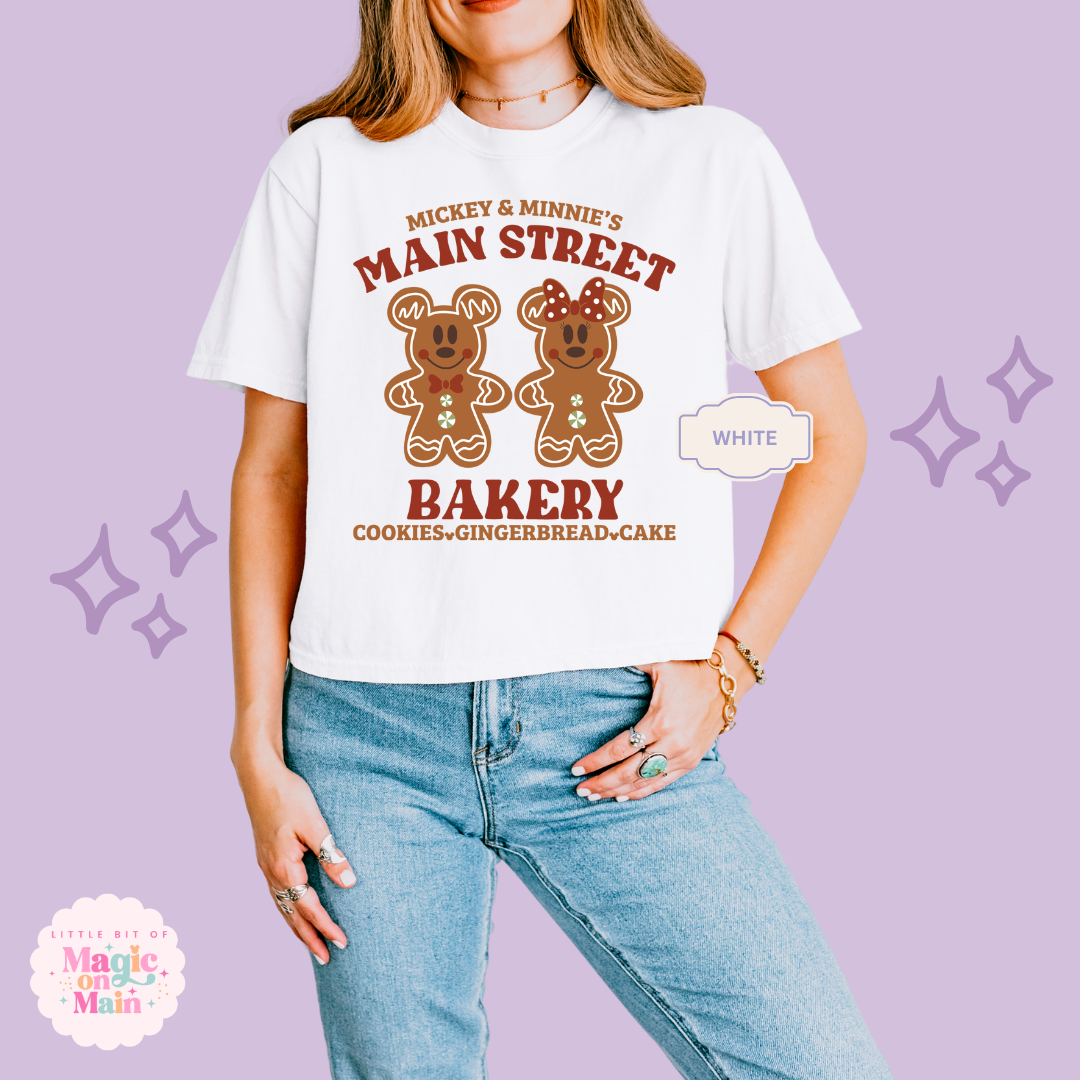 PRINTED MAIN STREET BAKERY RED - WOMENS BOXY T-SHIRT