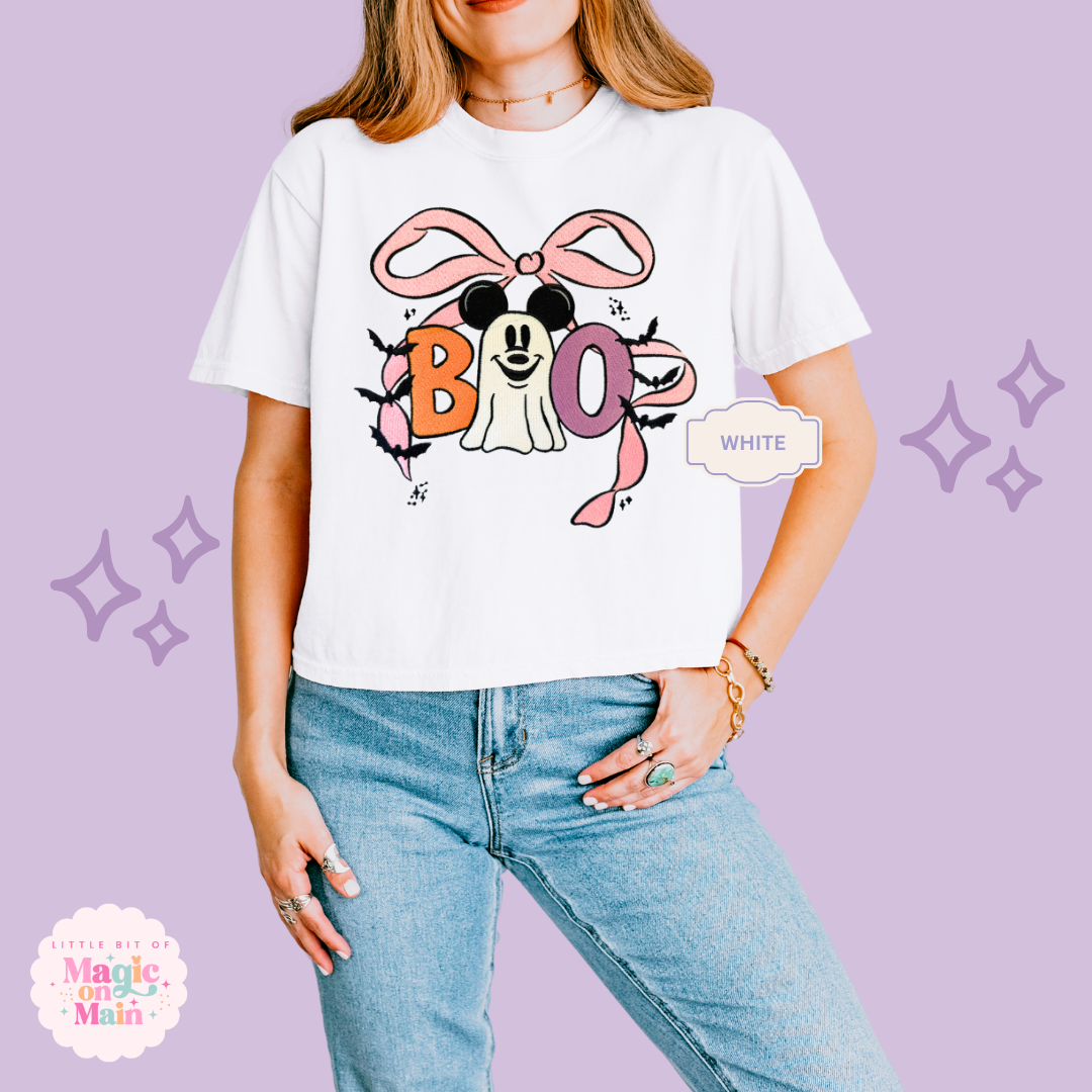 EMBROIDERED BOO (no text)  - WOMENS BOXY T-SHIRT