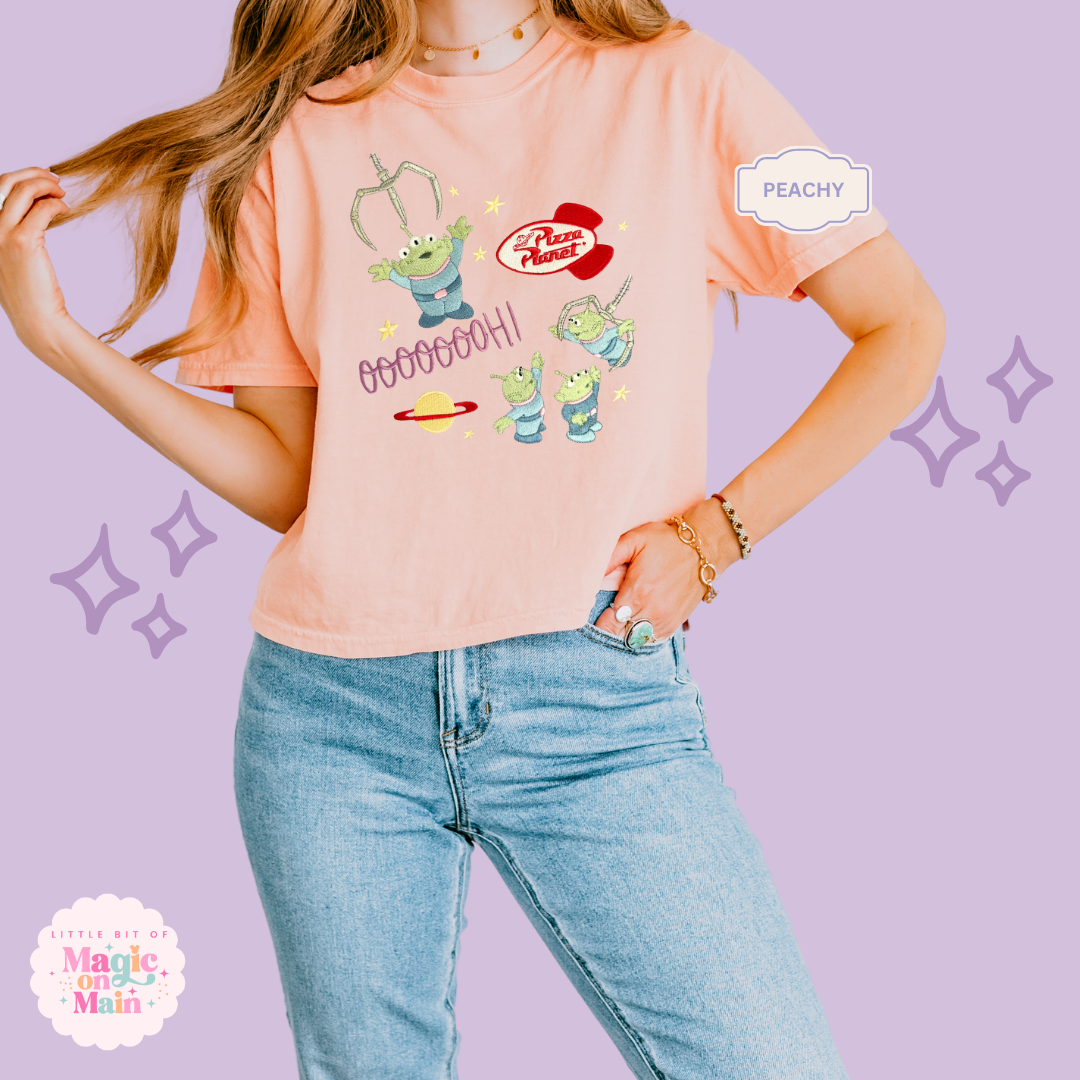 EMBROIDERED ALIENS - EXCLUSIVE TO MoM - WOMENS BOXY T-SHIRT