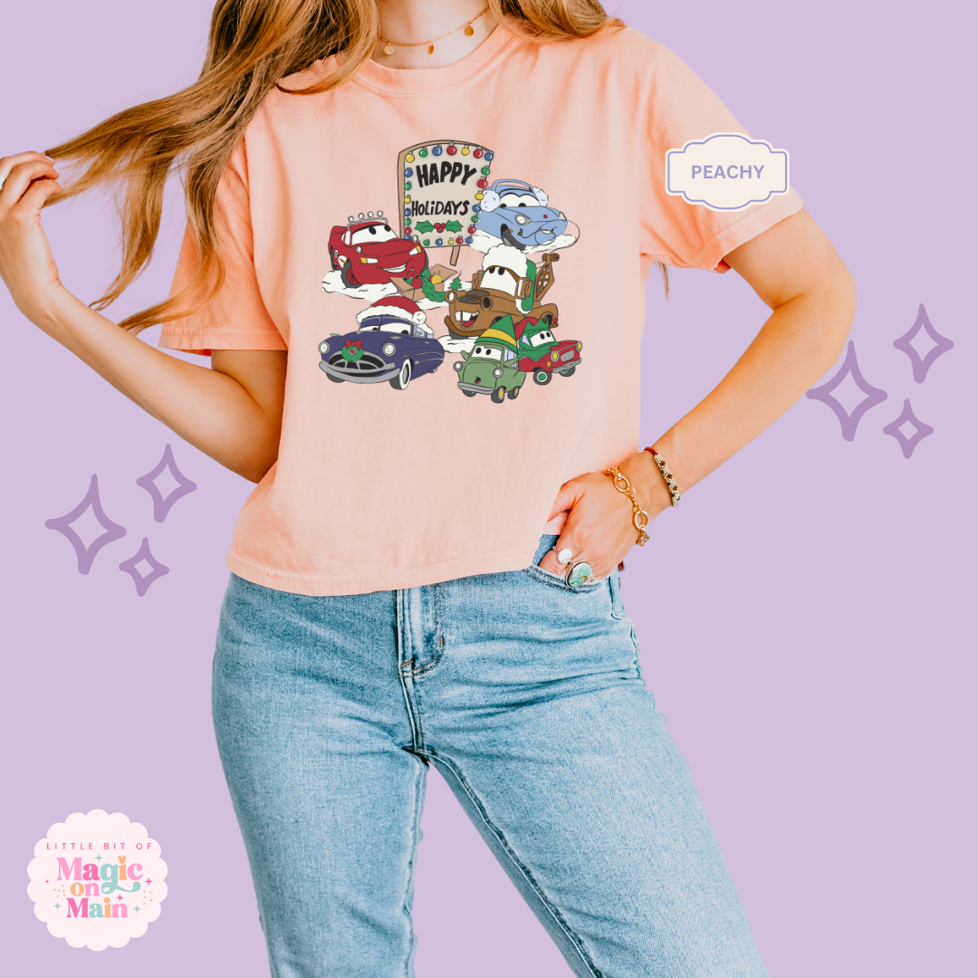PRINTED CAR CHRISTMAS -  WOMENS BOXY T-SHIRT