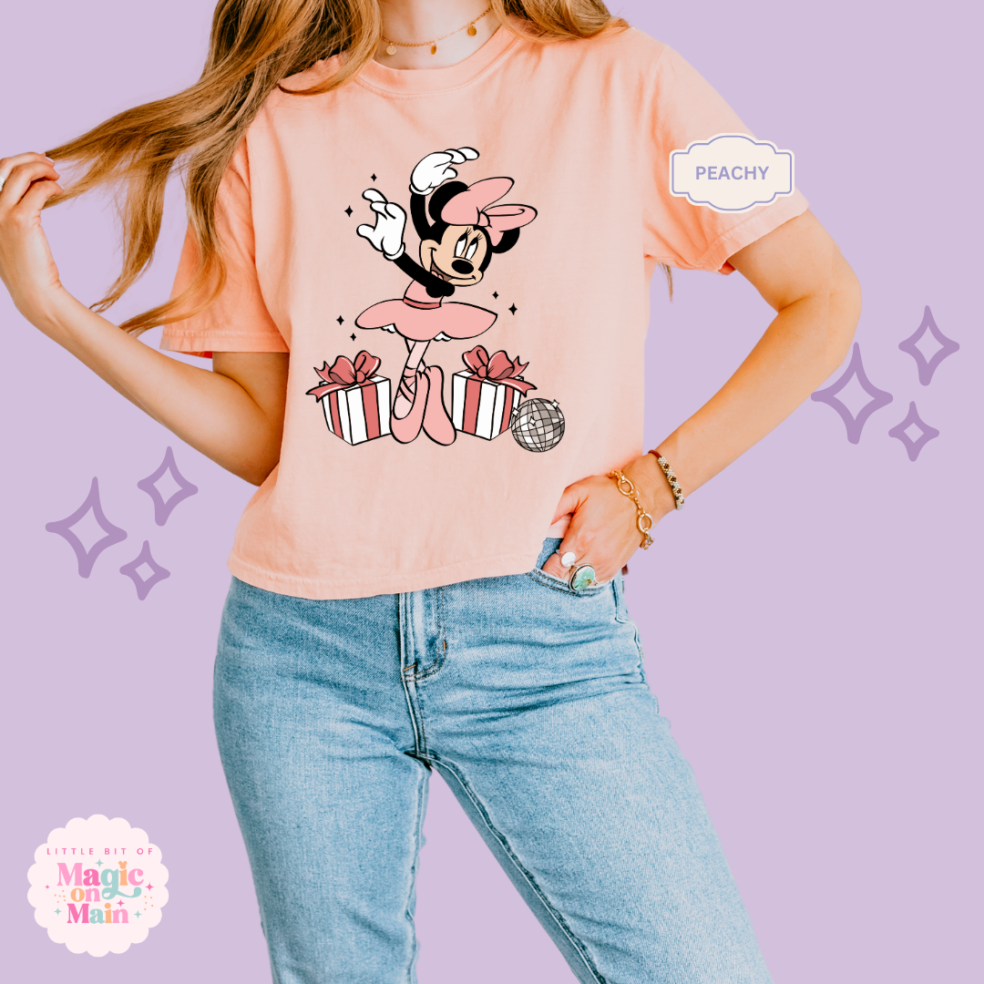 PRINTED MINNIE CHRISTMAS BALLERINA -  WOMENS BOXY T-SHIRT