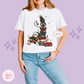 PRINTED CAR CHRISTMAS - WOMENS BOXY T-SHIRT