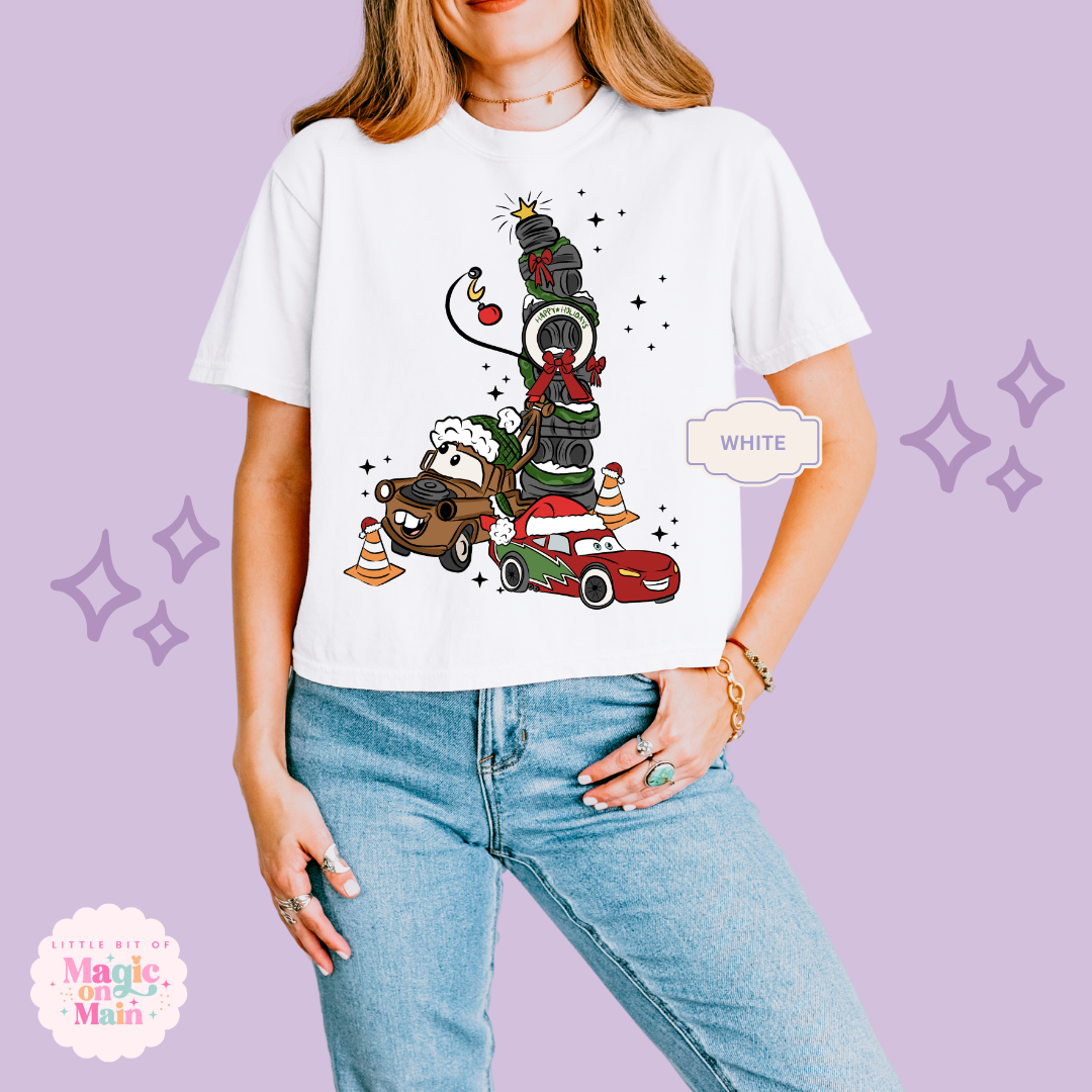 PRINTED CAR CHRISTMAS - WOMENS BOXY T-SHIRT