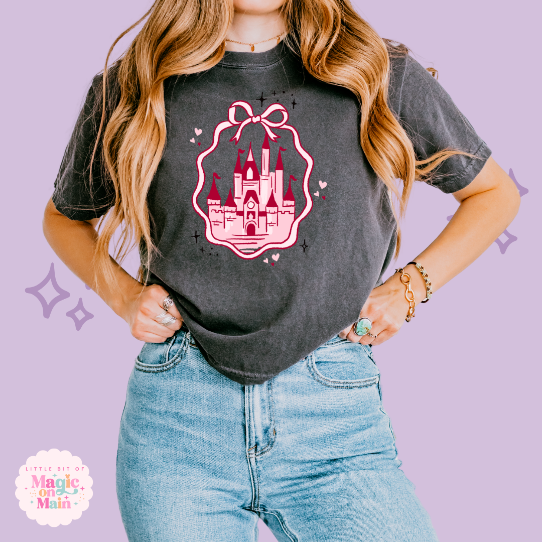 PRINTED PINK CASTLE -  WOMENS BOXY T-SHIRT 10003