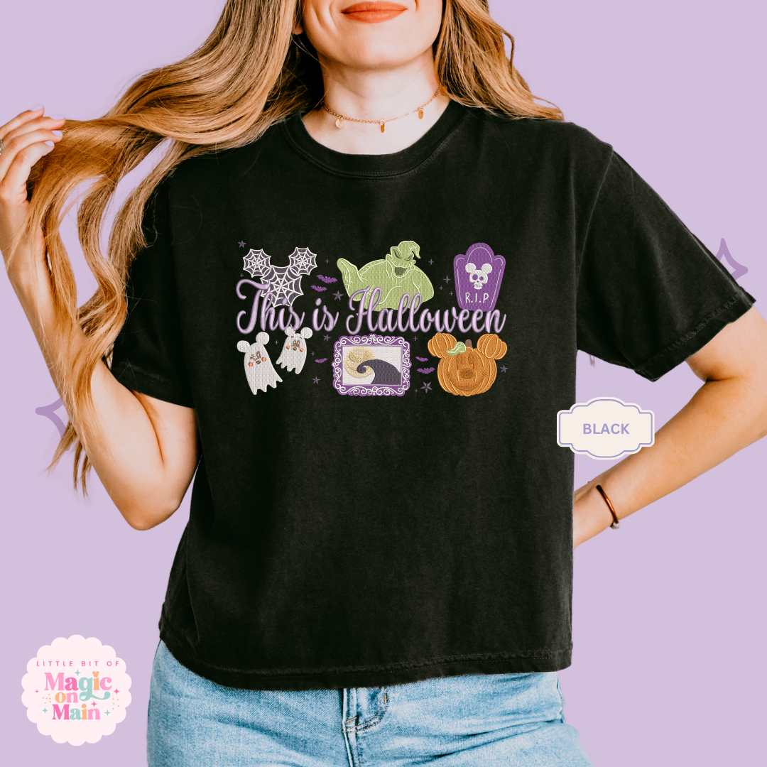 EMBROIDERED THIS IS HALLOWEEN - EXCLUSIVE TO MOM - WOMENS BOXY T-SHIRT