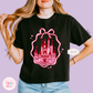 EMBROIDERED PINK CASTLE - WOMENS BOXY T-SHIRT 10003