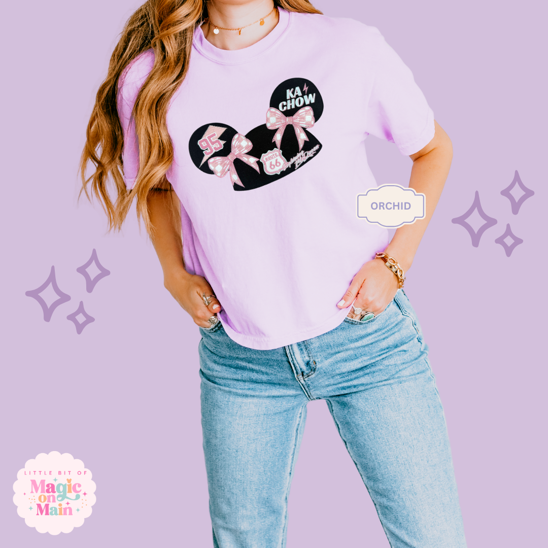 EMBROIDERED PINK LMQ HAT  - EXCLUSIVE COLLAB  - WOMENS BOXY T-SHIRT 10053