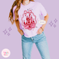 EMBROIDERED PINK CASTLE - WOMENS BOXY T-SHIRT 10003