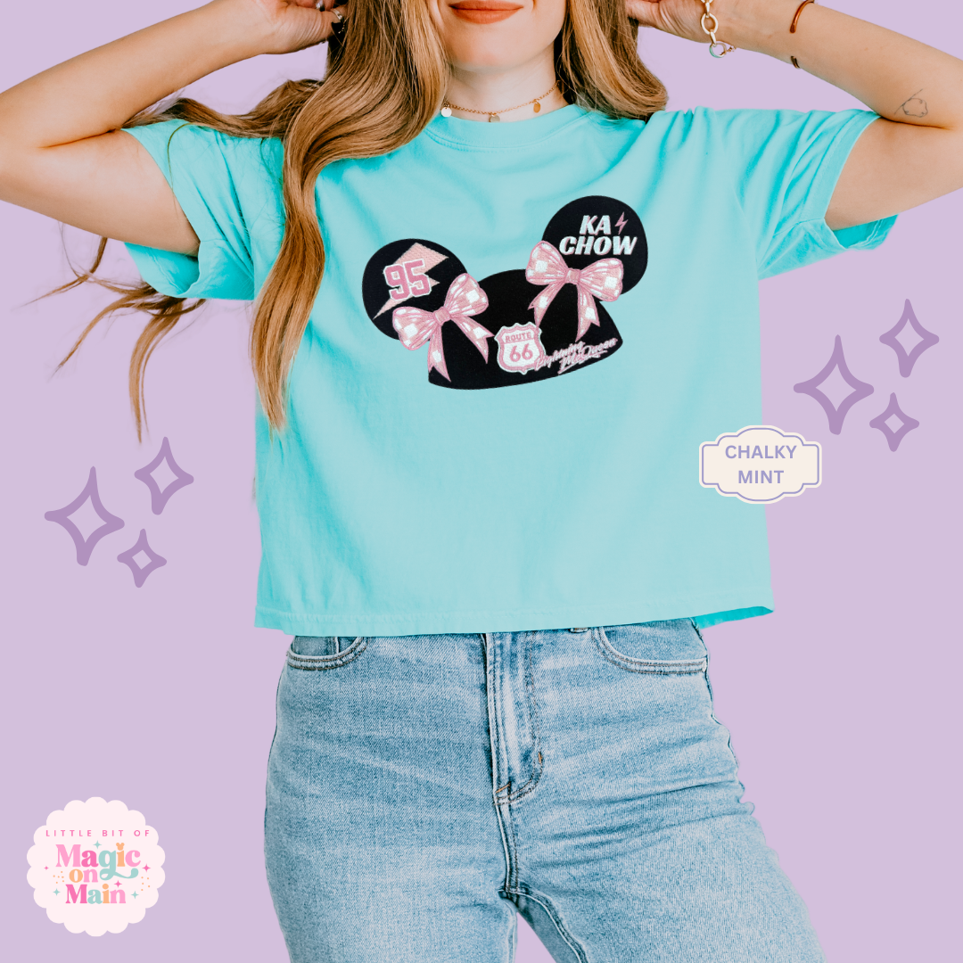 EMBROIDERED PINK LMQ HAT  - EXCLUSIVE COLLAB  - WOMENS BOXY T-SHIRT 10053