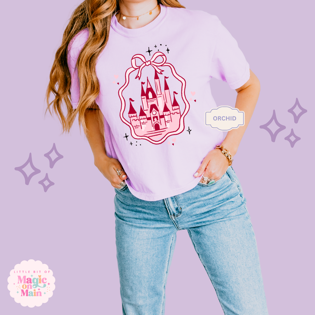 PRINTED PINK CASTLE -  WOMENS BOXY T-SHIRT 10003