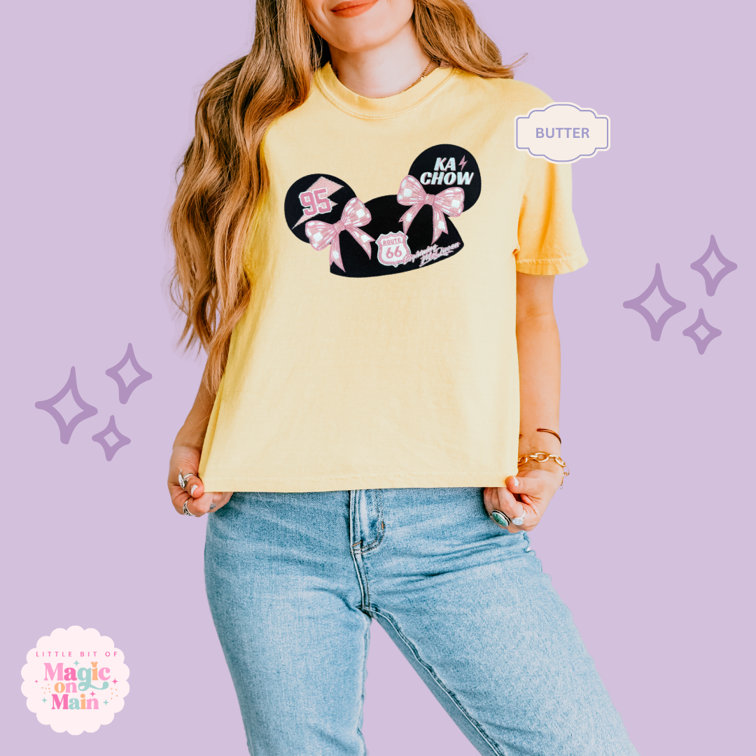 EMBROIDERED PINK LMQ HAT  - EXCLUSIVE COLLAB  - WOMENS BOXY T-SHIRT 10053