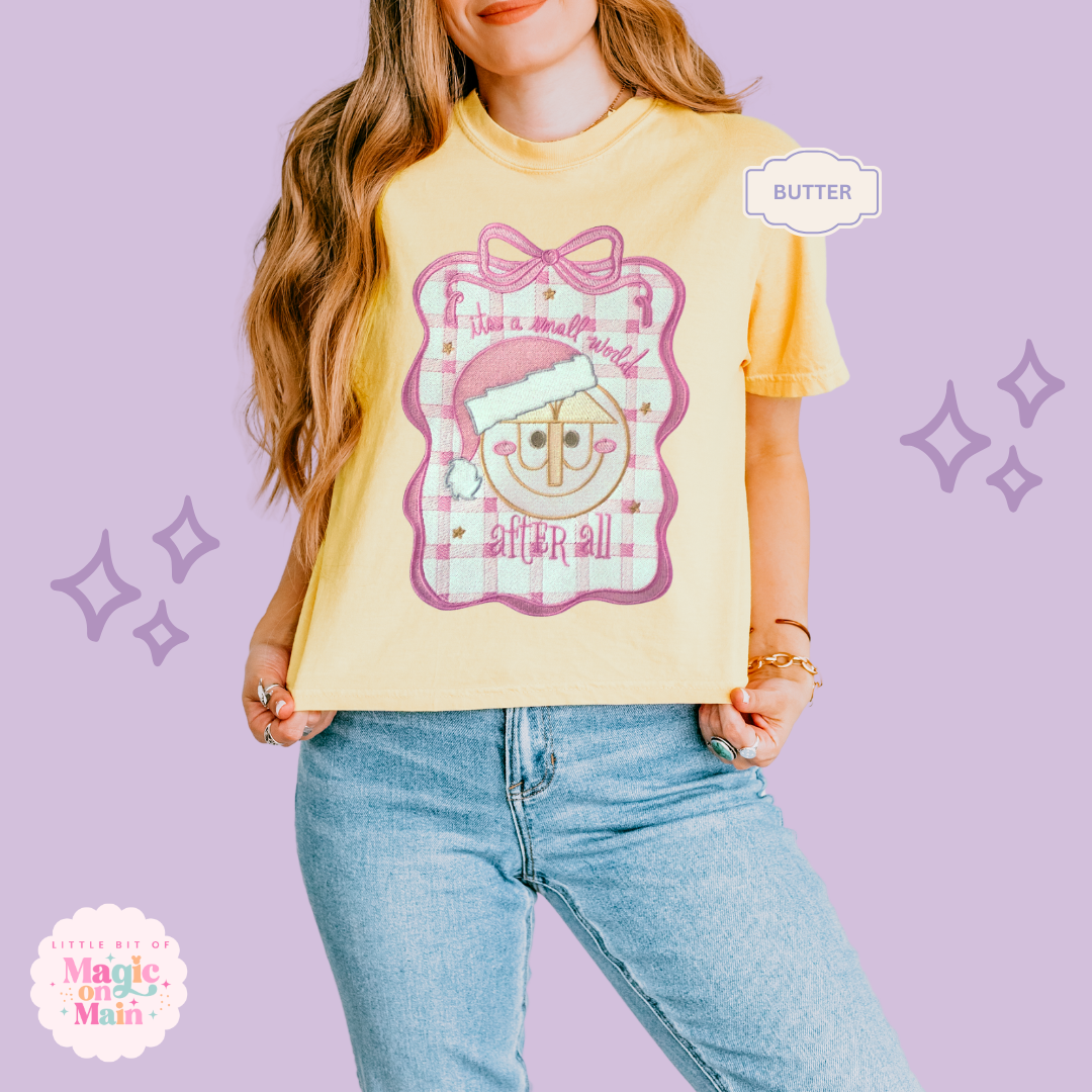 EMBROIDERED SML WORLD COQUETTE - EXCLUSIVE TO MOM - WOMENS BOXY T-SHIRT