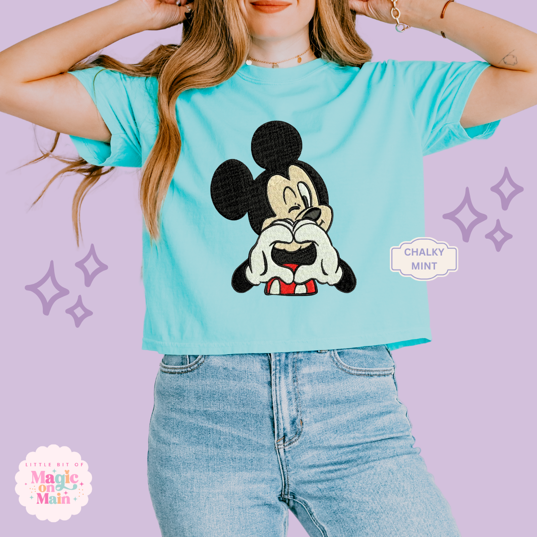 EMBROIDERED MCKY HAND HEART - WOMENS BOXY T-SHIRT 10017