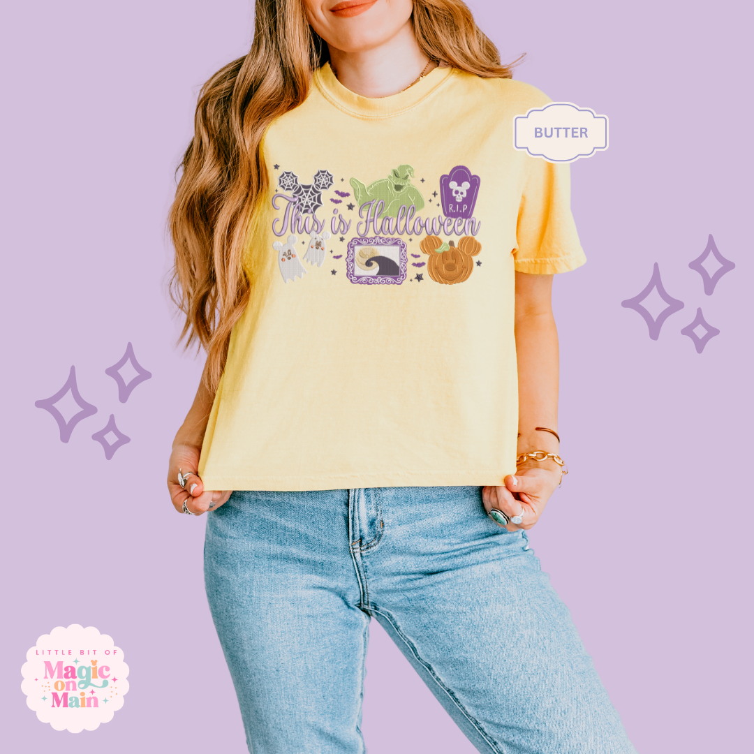 EMBROIDERED THIS IS HALLOWEEN - EXCLUSIVE TO MOM - WOMENS BOXY T-SHIRT
