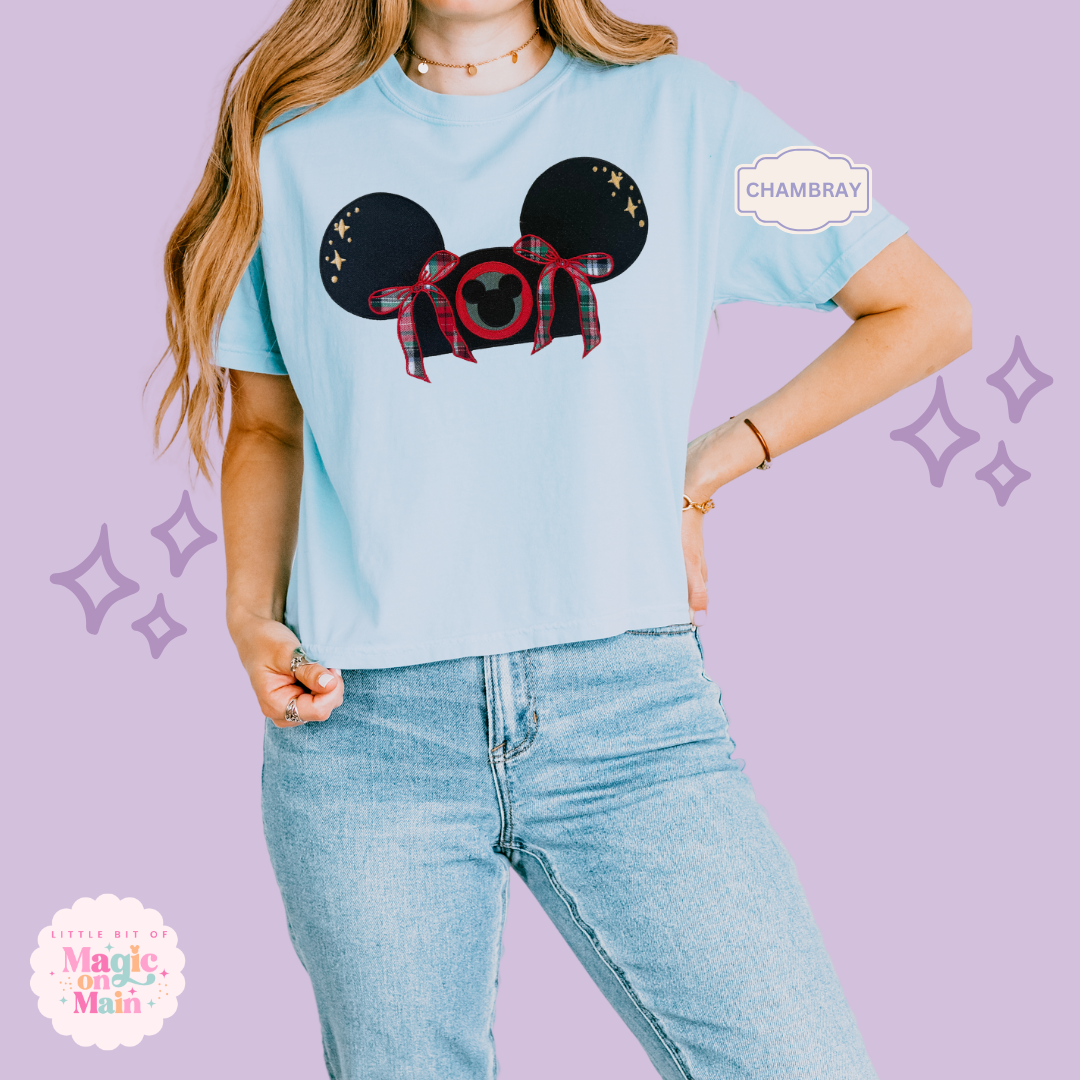 EMBROIDERED APPLIQUE HOLIDAY HAT - EXCLUSIVE TO MOM - WOMENS BOXY T-SHIRT