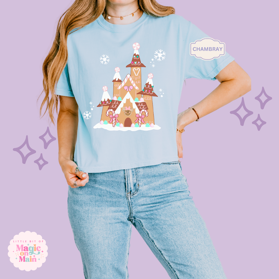 PRINTED GINGERBREAD CASTLE - EXCLUSIVE TO MoM - WOMENS BOXY T-SHIRT