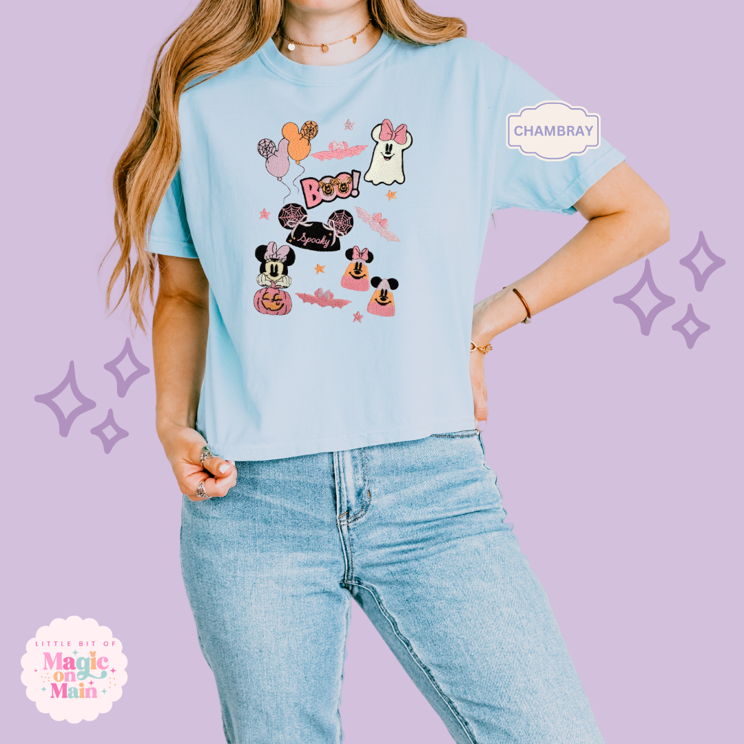 EMBROIDERED GHOULY HALLOWEEN - EXCLUSIVE TO MOM - WOMENS BOXY T-SHIRT 10059