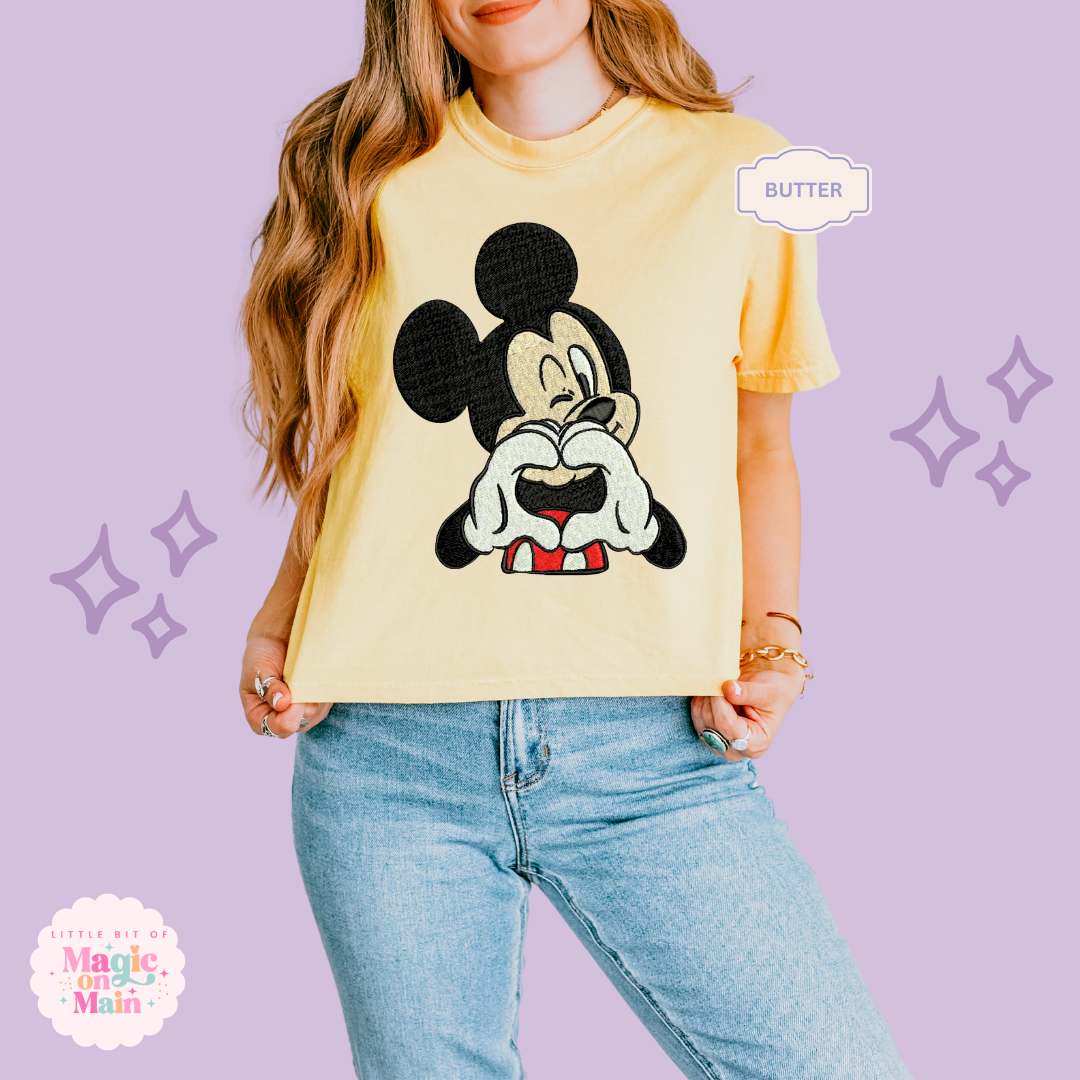 EMBROIDERED MCKY HAND HEART - WOMENS BOXY T-SHIRT 10017