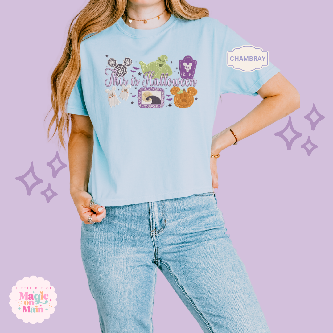 EMBROIDERED THIS IS HALLOWEEN - EXCLUSIVE TO MOM - WOMENS BOXY T-SHIRT