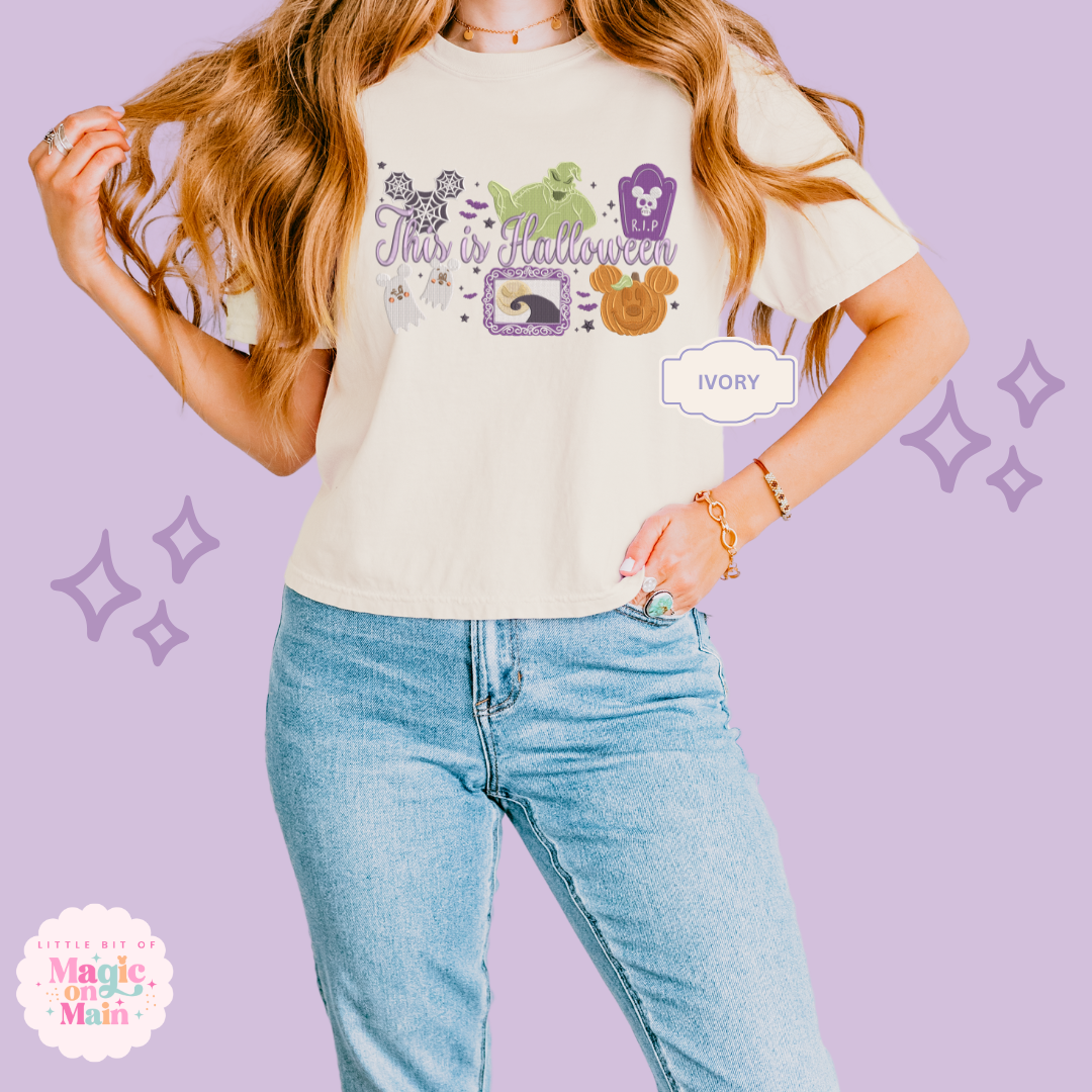 EMBROIDERED THIS IS HALLOWEEN - EXCLUSIVE TO MOM - WOMENS BOXY T-SHIRT