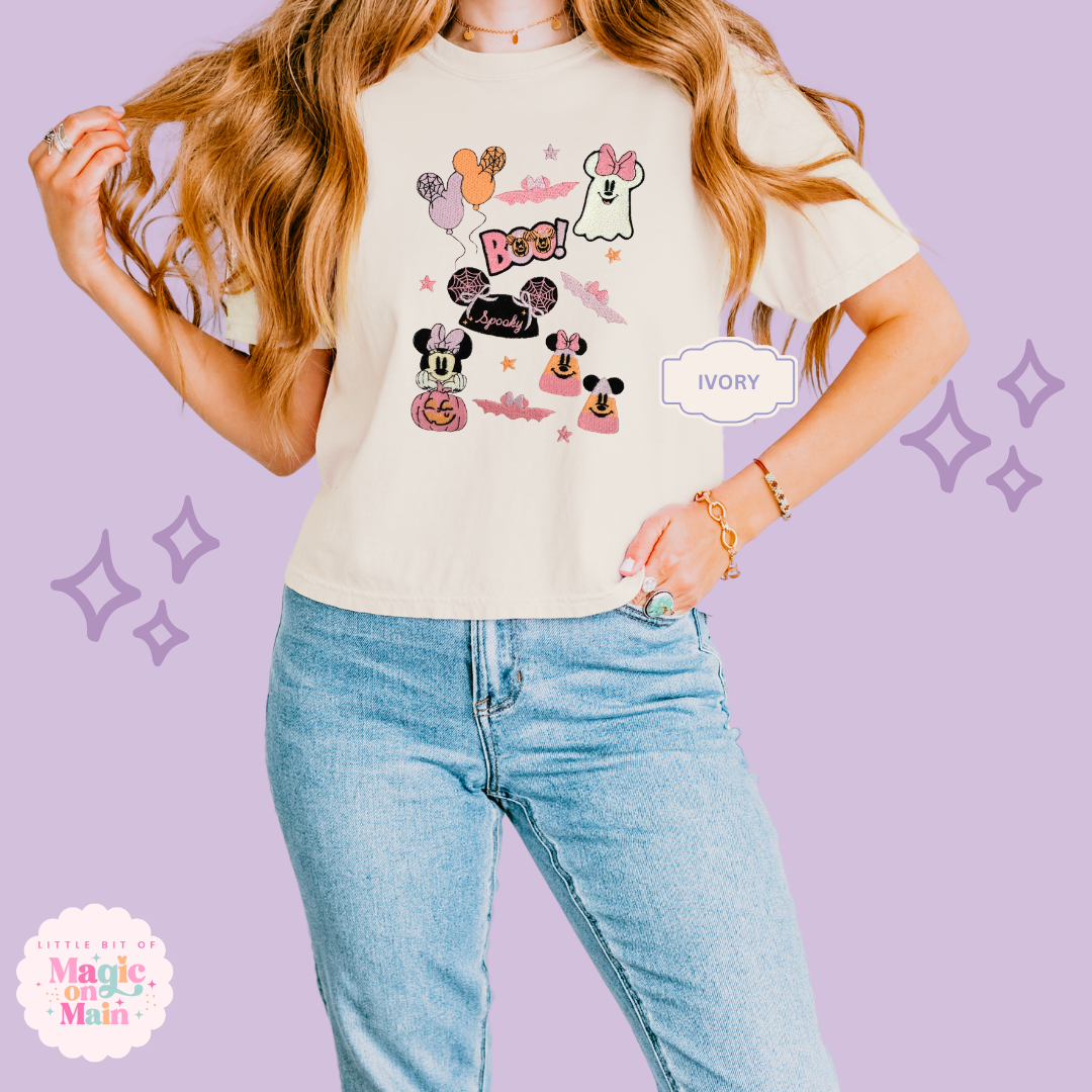 EMBROIDERED GHOULY HALLOWEEN - EXCLUSIVE TO MOM - WOMENS BOXY T-SHIRT 10059