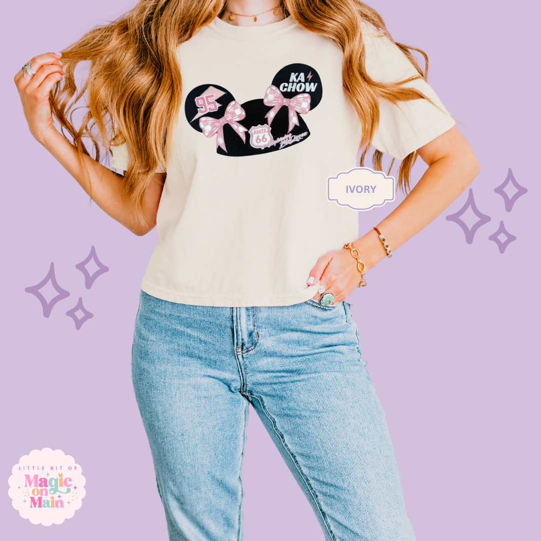 EMBROIDERED PINK LMQ HAT  - EXCLUSIVE COLLAB  - WOMENS BOXY T-SHIRT 10053
