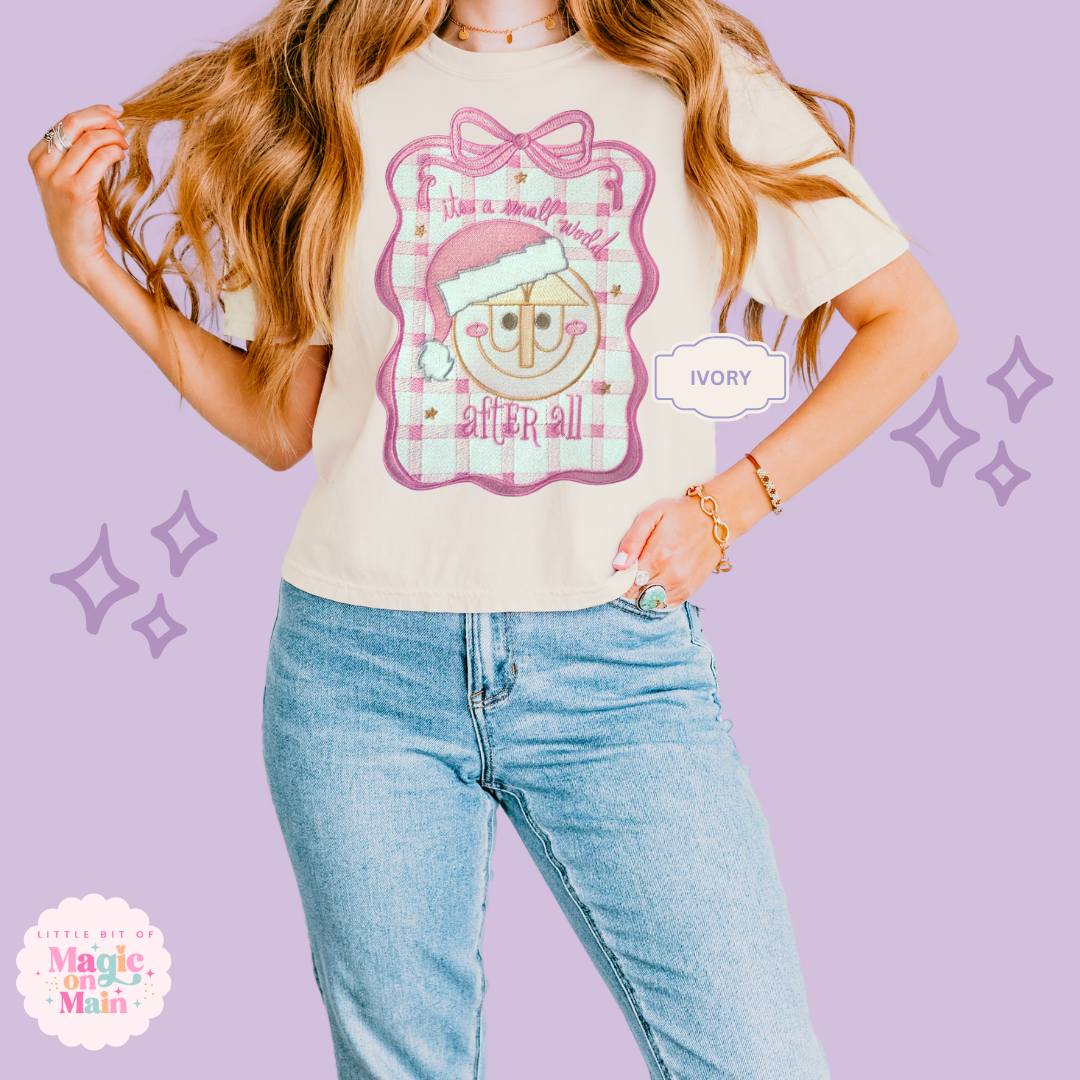 EMBROIDERED SML WORLD COQUETTE - EXCLUSIVE TO MOM - WOMENS BOXY T-SHIRT