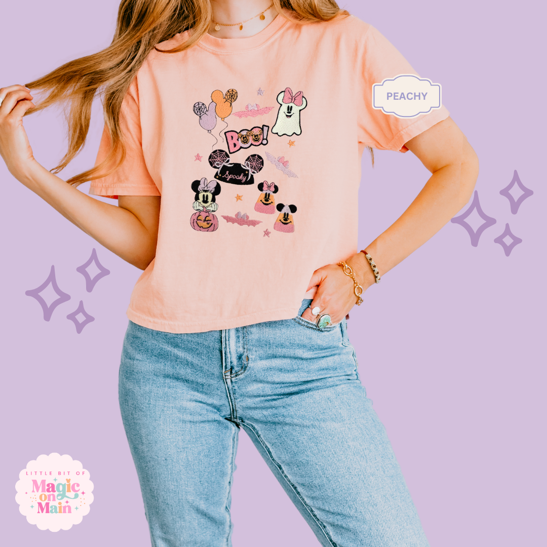 EMBROIDERED GHOULY HALLOWEEN - EXCLUSIVE TO MOM - WOMENS BOXY T-SHIRT 10059