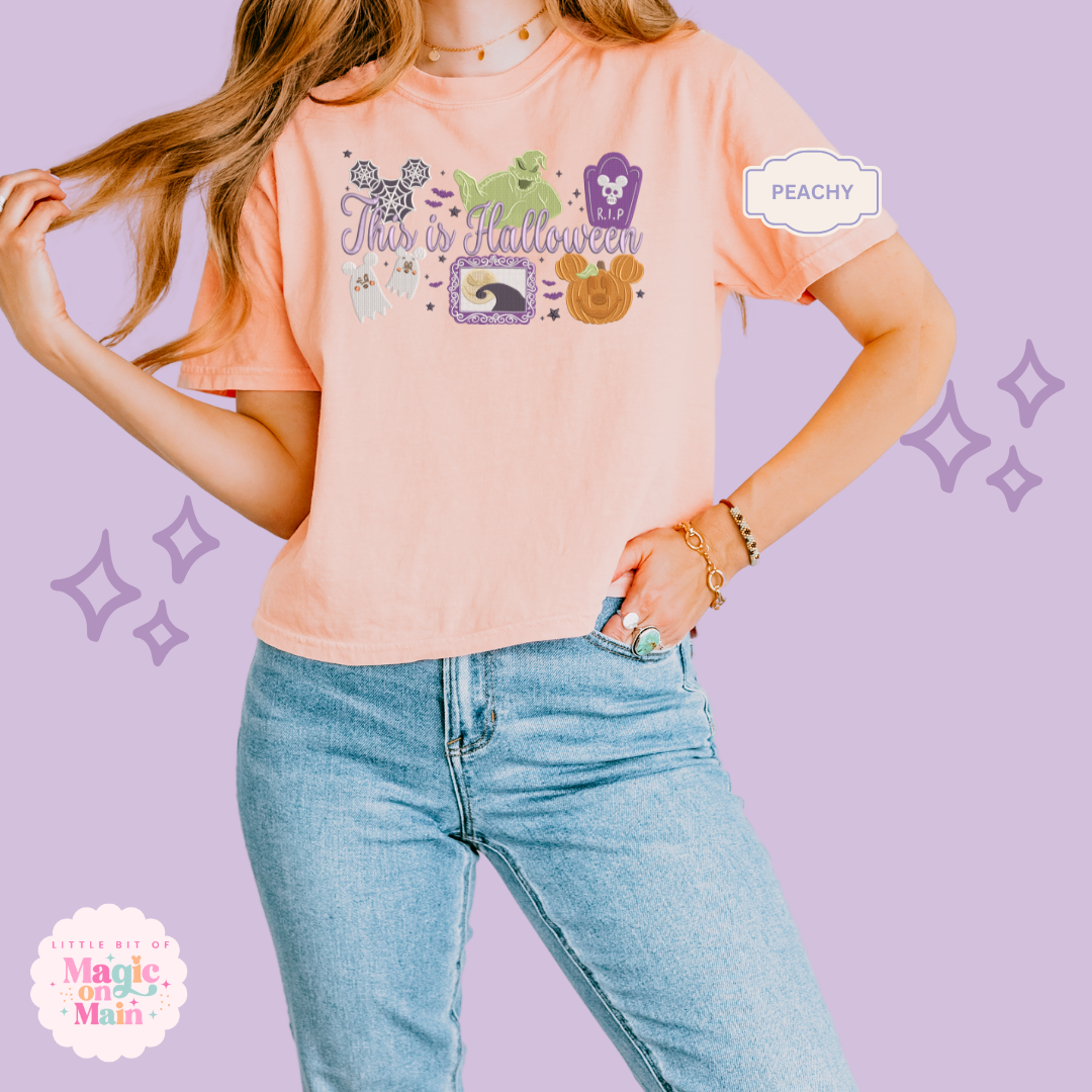 EMBROIDERED THIS IS HALLOWEEN - EXCLUSIVE TO MOM - WOMENS BOXY T-SHIRT