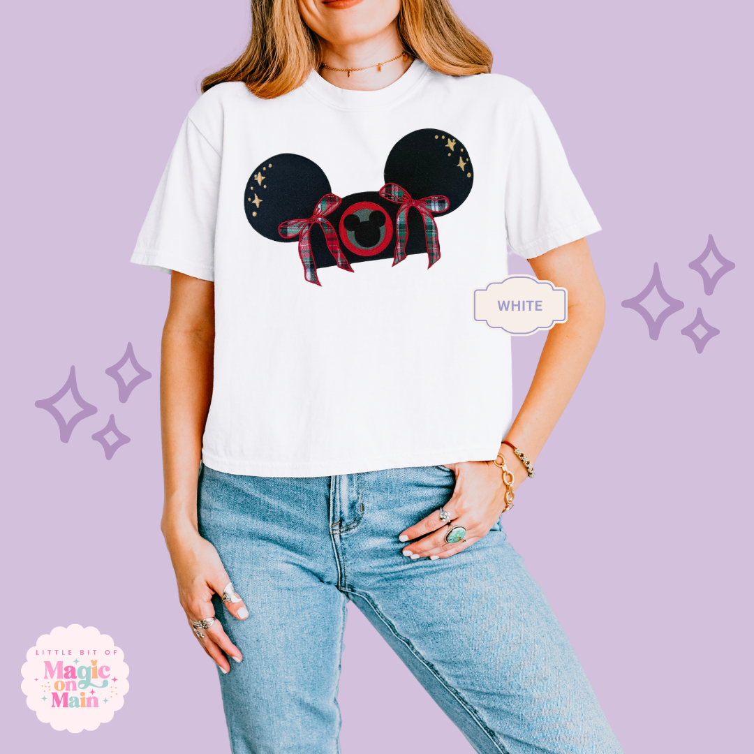 EMBROIDERED APPLIQUE HOLIDAY HAT - EXCLUSIVE TO MOM - WOMENS BOXY T-SHIRT