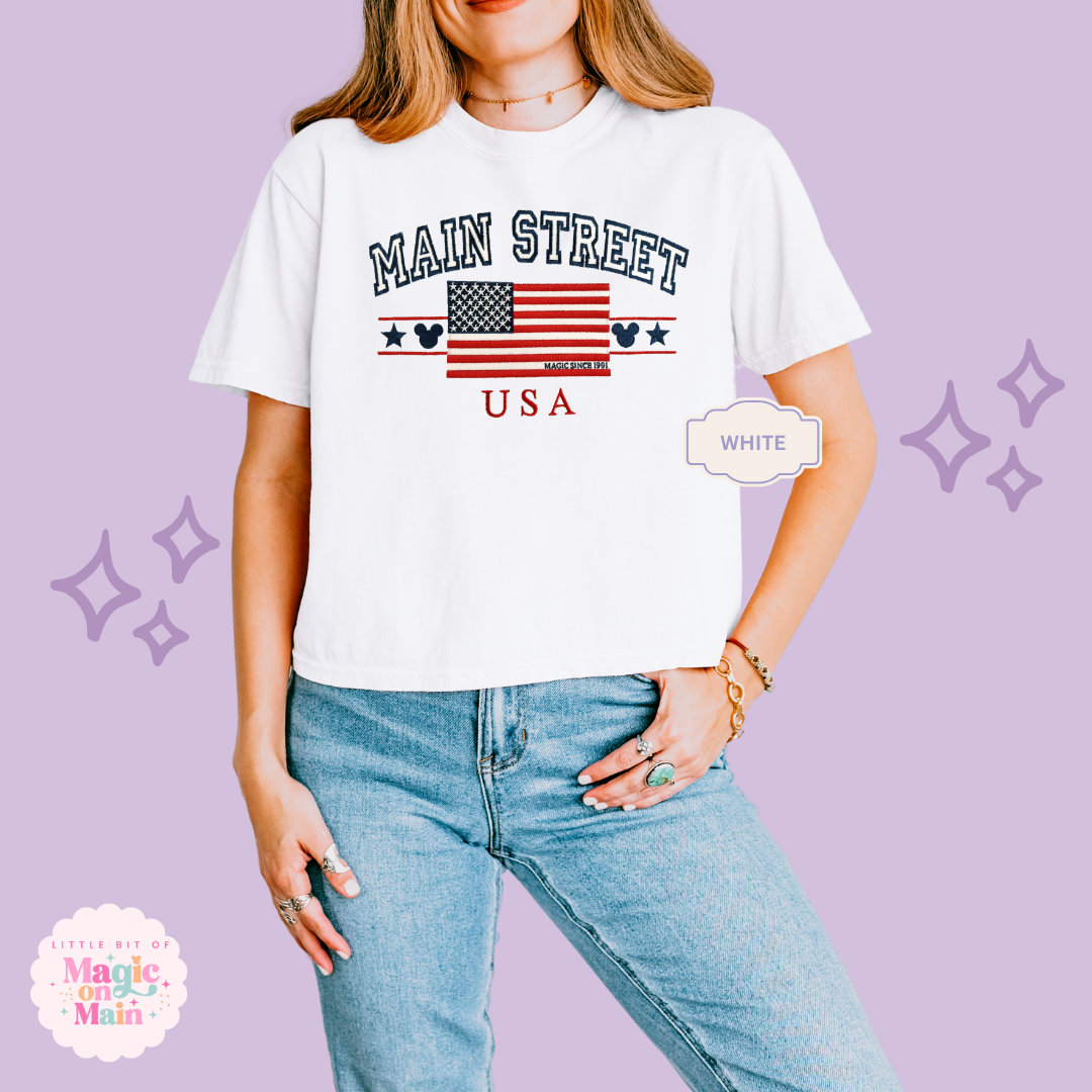 EMBROIDERED MAIN STREET USA - EXCLUSIVE TO MOM - WOMENS BOXY T-SHIRT 10063