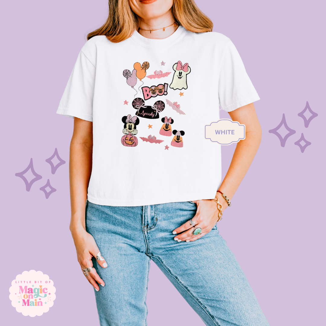 EMBROIDERED GHOULY HALLOWEEN - EXCLUSIVE TO MOM - WOMENS BOXY T-SHIRT 10059