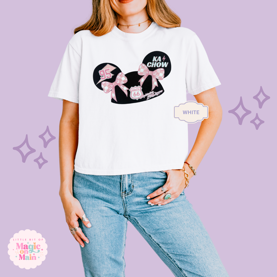 EMBROIDERED PINK LMQ HAT  - EXCLUSIVE COLLAB  - WOMENS BOXY T-SHIRT 10053