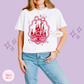 EMBROIDERED PINK CASTLE - WOMENS BOXY T-SHIRT 10003