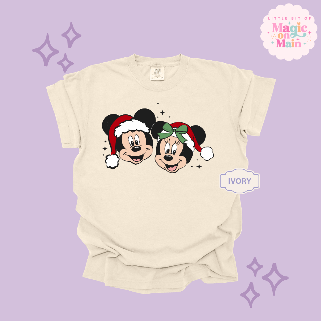 PRINTED MICKEY & MINNIE CHRISTMAS - ADULT T-SHIRT