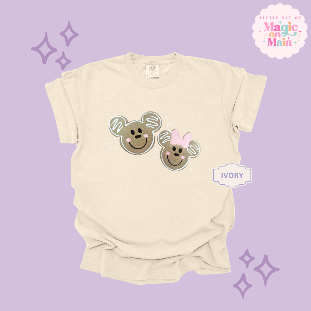 EMBROIDERED GINGERBREAD MICKEY & MINNIE - EXCLUSIVE TO MoM - ADULT T-SHIRT