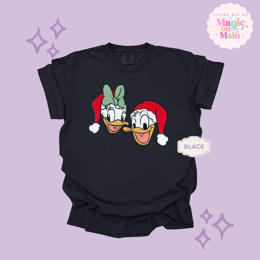 EMBROIDERED DONALD & DAISY CHRISTMAS - ADULT T-SHIRT