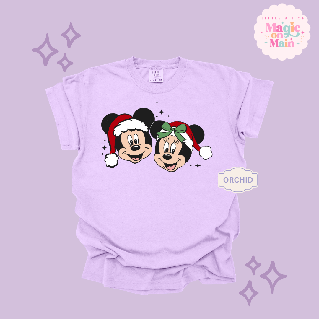 PRINTED MICKEY & MINNIE CHRISTMAS - ADULT T-SHIRT