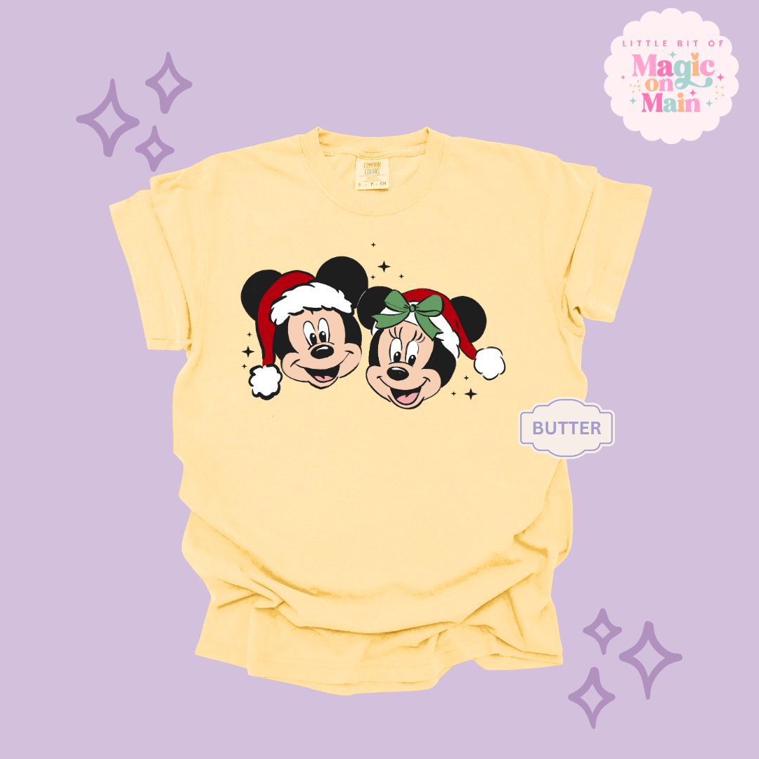 PRINTED MICKEY & MINNIE CHRISTMAS - ADULT T-SHIRT