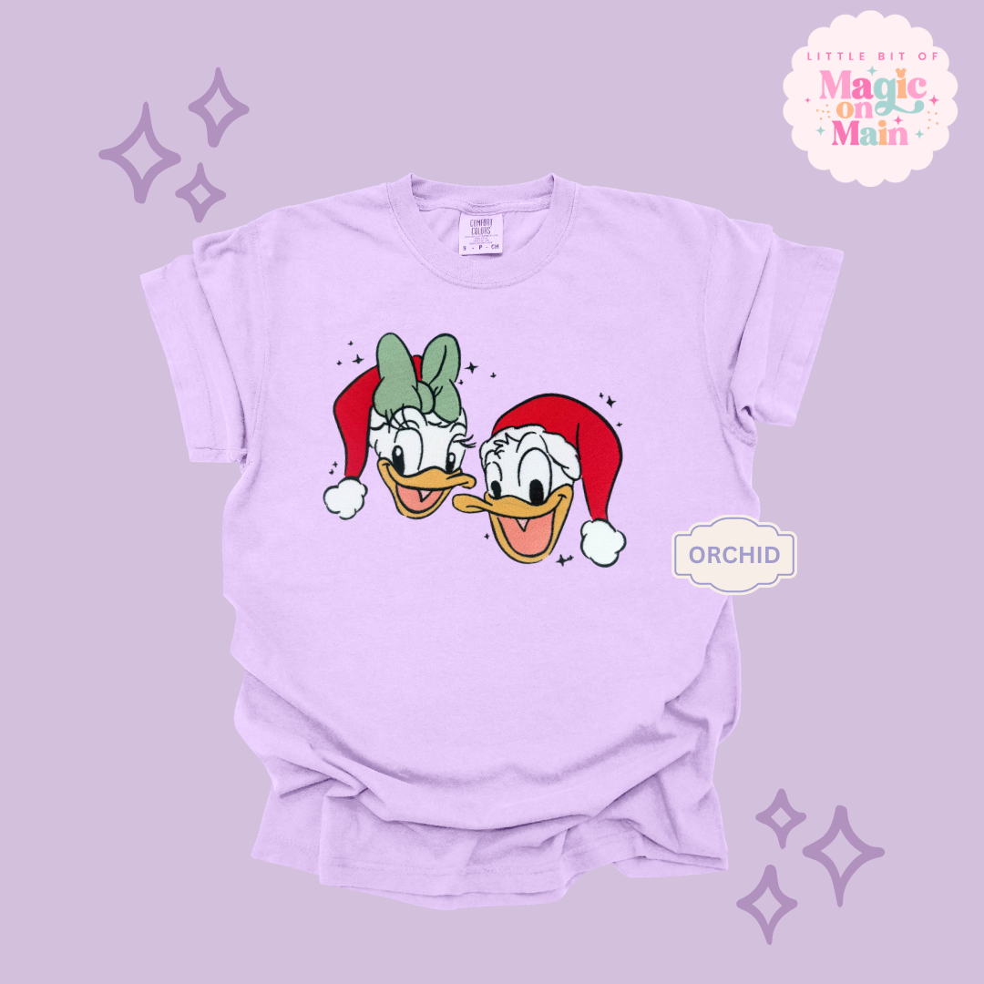 EMBROIDERED DONALD & DAISY CHRISTMAS - ADULT T-SHIRT