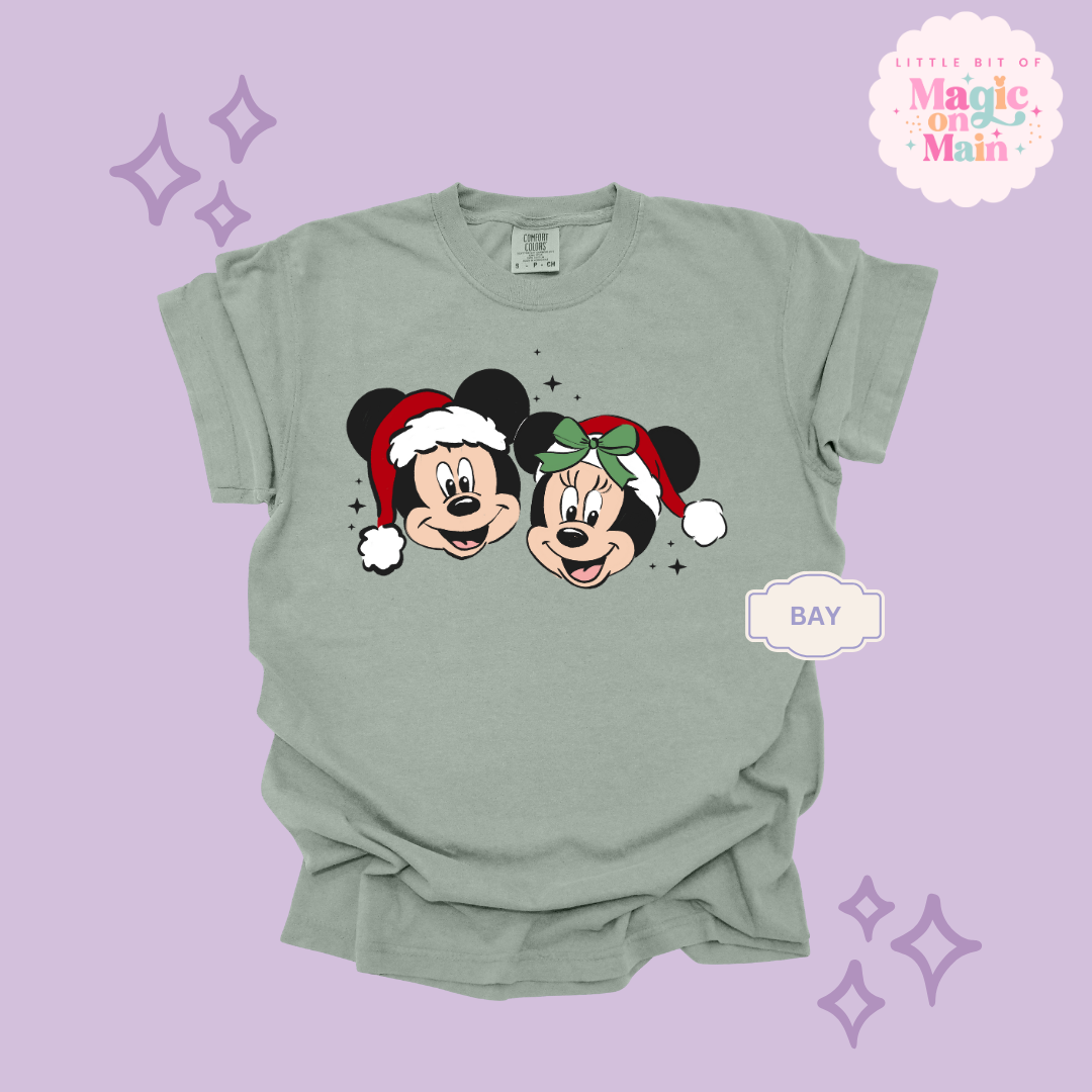 PRINTED MICKEY & MINNIE CHRISTMAS - ADULT T-SHIRT
