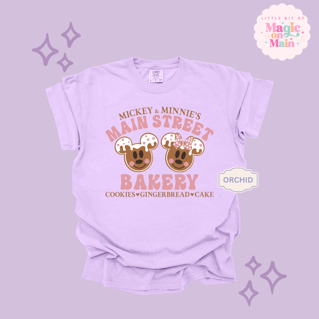 PRINTED MAIN STREET BAKERY PINK - ADULT T-SHIRT