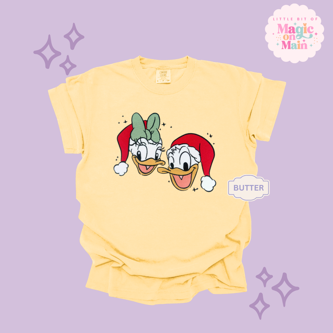 EMBROIDERED DONALD & DAISY CHRISTMAS - ADULT T-SHIRT