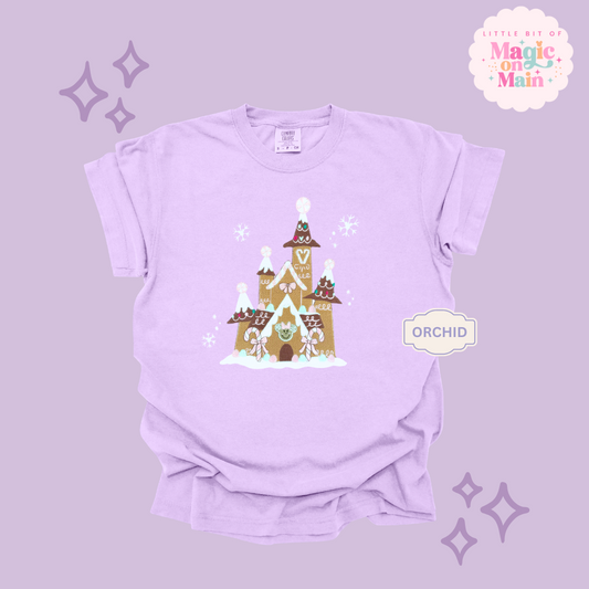 EMBROIDERED GINGERBREAD CASTLE - EXCLUSIVE TO MoM - ADULT T-SHIRT